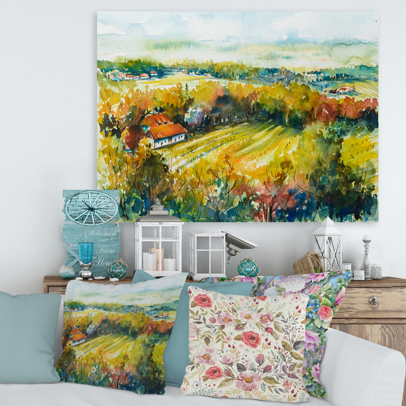 Paysage d'automne champêtre - Peinture sur toile, Toile tendue, H 12 po x l 20 po x p 1 po