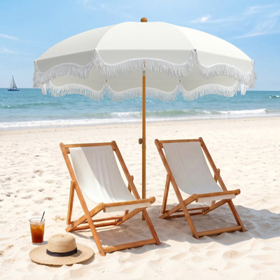 cream colored patio umbrella Tilt The design creates a charming oasis in your garden or on the patio and is perfect for moments of outdoor relaxation. Marbella Umbrella With Rivie Canopy