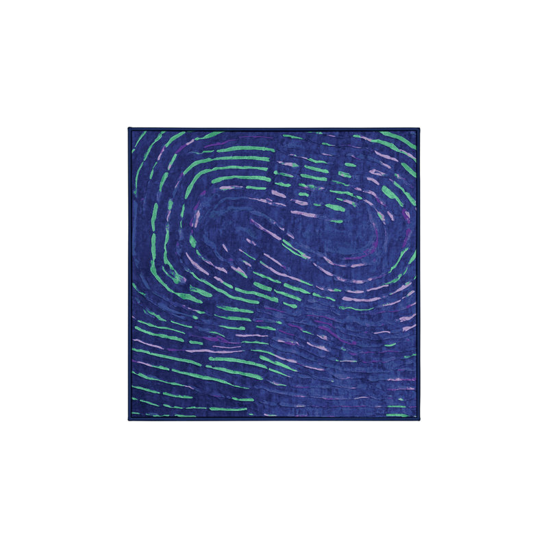 Tapis bleu soyeux et moelleux, Carré 3 pi