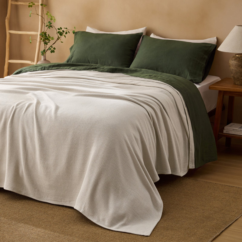 Couverture 100% coton Cozy Winter Bedure Soft Cozy, Grand lit, Lin beige