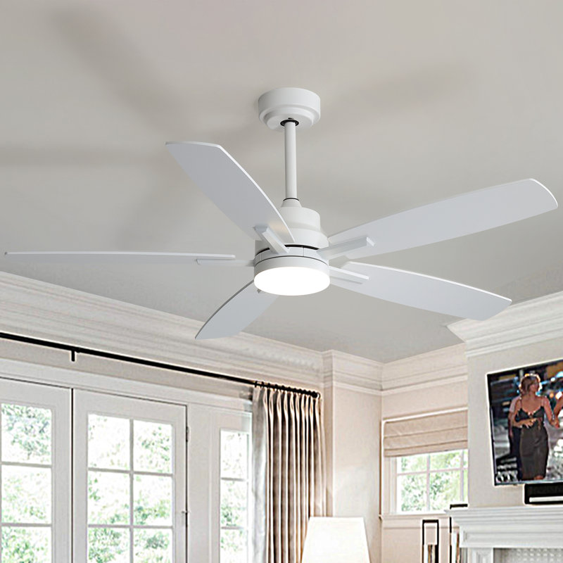  Ceiling Fans With Lights And Remote 52" Flush Mount Ceiling Fan With Noiseless Reversible Dc Motor Timer Led Ceiling Fan,white