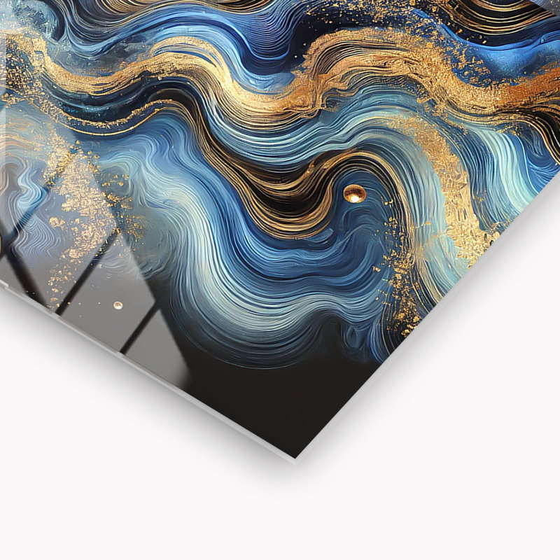 Dosseret en verre trempé Celestial Waves - Décoration murale de cuisine, H 14 po x l 30 po