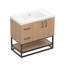 36" Freestanding Single Bathroom Vanity With Resin Sink Top And Black Metal Frame