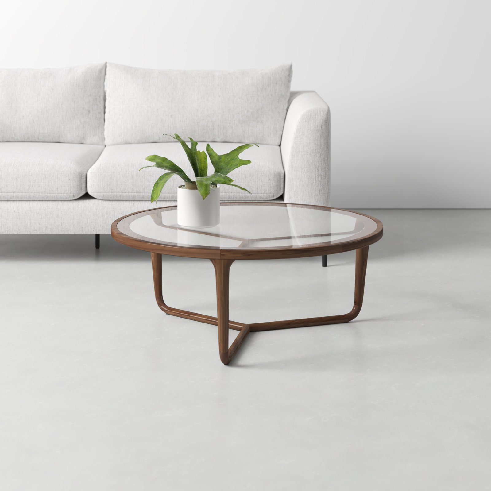 Ciro Solid Wood Glass-Top Round Coffee Table