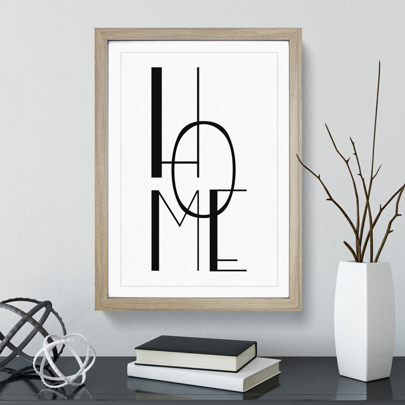 Home - Picture Frame Typography on MDF, 36cm H x 27cm W x 2cm D, Oak Framed