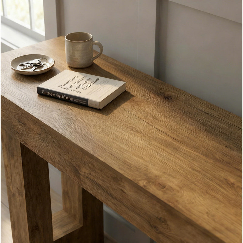 63'' Long Console Table, Farmhouse Entryway Table with Storage, Native Wood Grain Tree Scars, Wooden Rectangular Sofa Table Behind Couch for Entrance, Hallway, Living Room, Foyer (Natural Wood)
