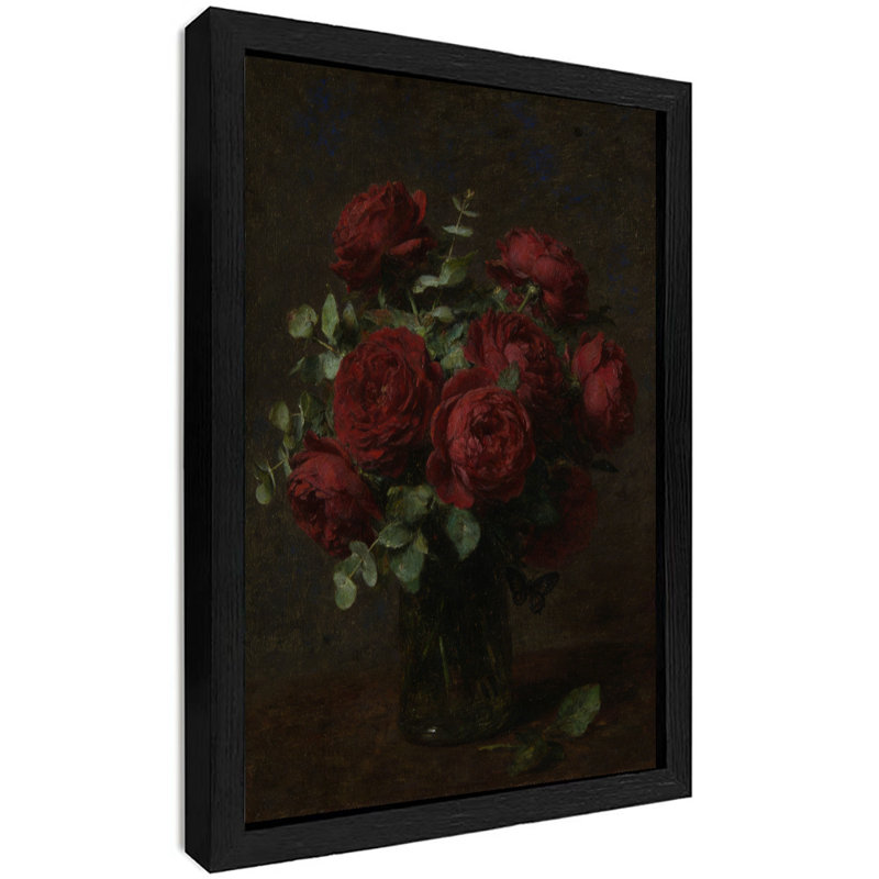 Reproduction d'art encadrée noire, "The Night dyes the red roses", reproduction d'art classique, H 25 po x l 17 po