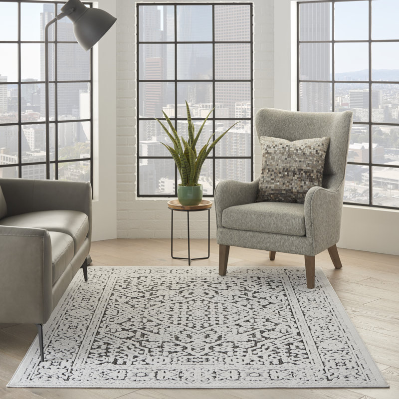 Tapis gris moderne Romelia, Rectangle 4 pi x 6 pi