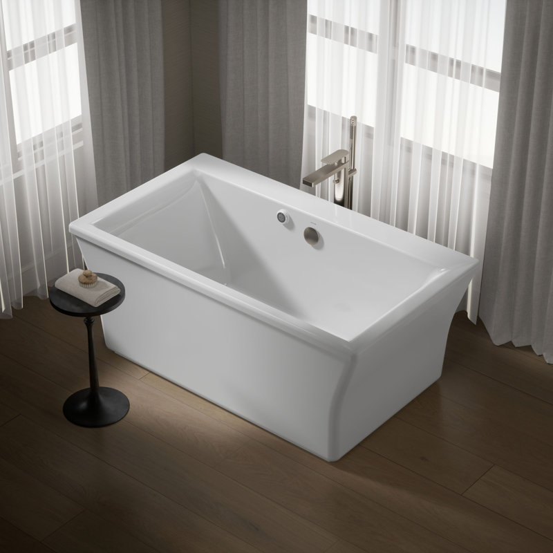 Stargaze 60-in X 30-in Freestanding Bath with Bask Heated Surface and Fluted Shroud, White
