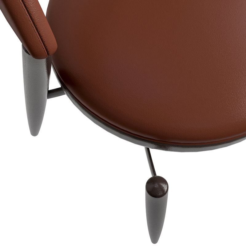 Dearmond Upholstred Leather Modern Dining Chair Open Back Cozy Accent Chair With Metal Legs, Single, Dark Brown