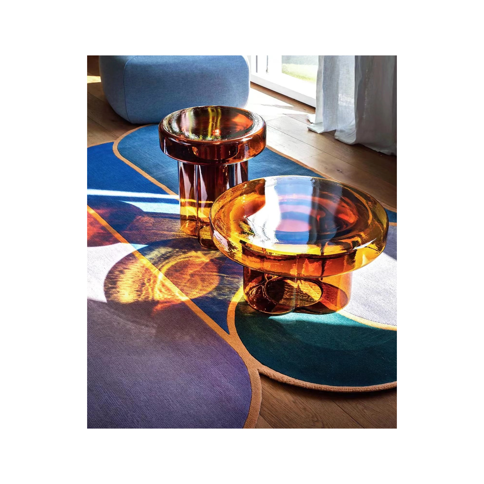 Glass End Table, Amber