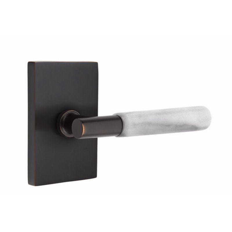 Select Single Dummy Door Lever, Oil Rubbed Bronze/White Marble