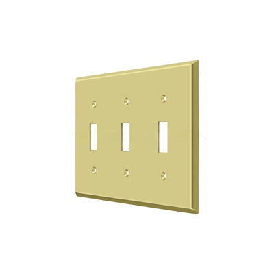 Deltana SWP4763U3 Switch Plate; Triple Standard; Bright Brass Finish
