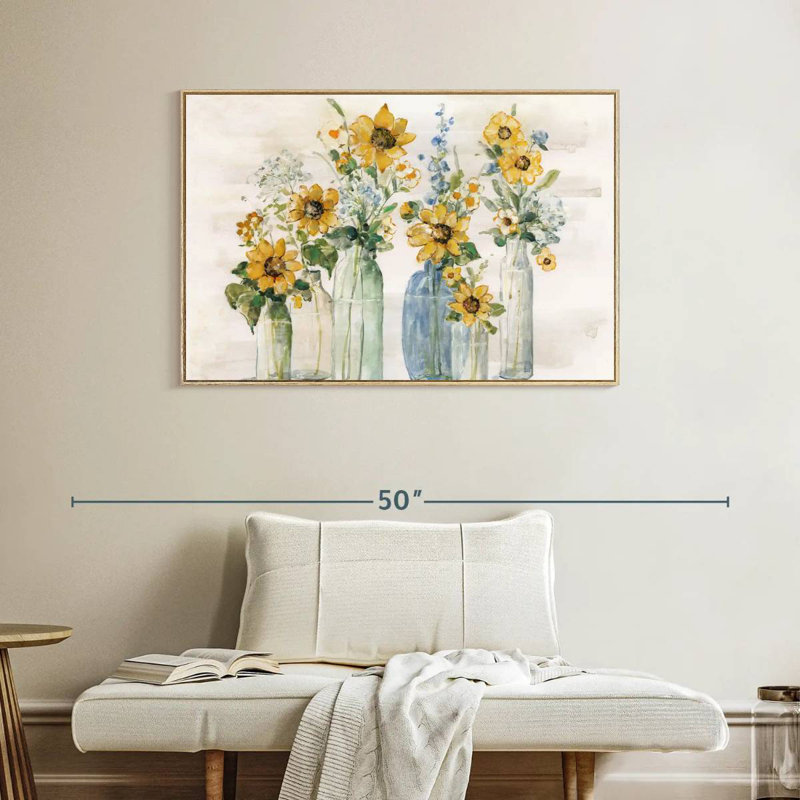 Tournesol spectaculaire, Cadre flottant en bois naturel, 43 po x 29 po