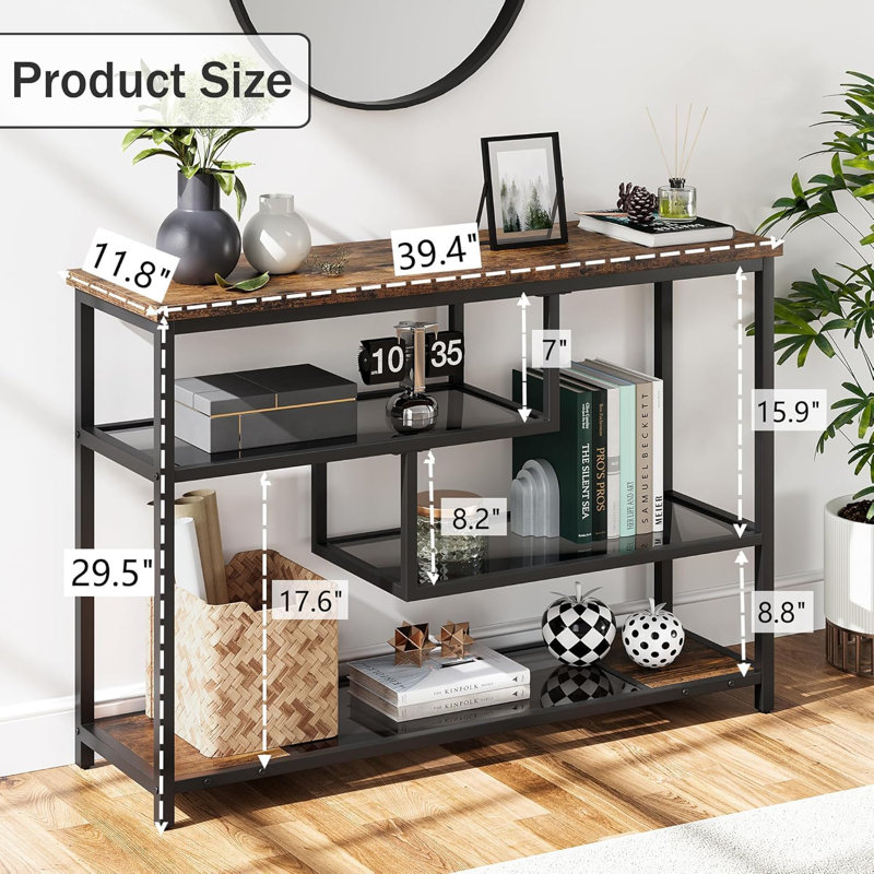 Entryway Table, 4-Tier Console Table with Storage Shelves