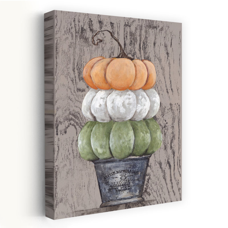 Triple citrouille en pot estampé, art rustique, H 36 po x l 24 po