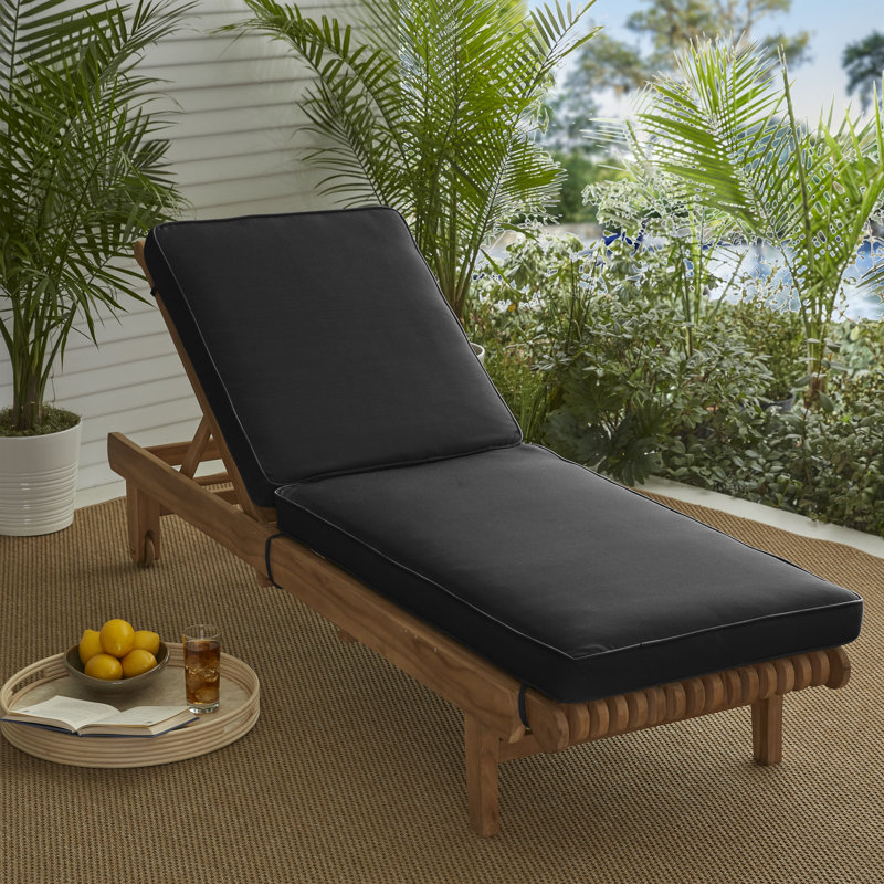 Coussin de siège / dossier d'extérieur Sunbrella, H 3 po x l 24 po x P 73 po, Sunbrella - toile noire / cordon noir