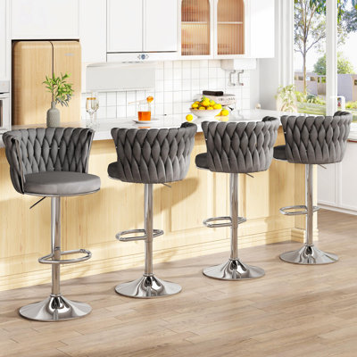Tabourets de bar pivotants en velours de luxe - Hauteur réglable, rotation à 360 ° et capacité de 350 lb pour la cuisine / le bar