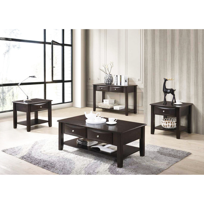 Table de bout rectangulaire brune avec tiroir et tablette à des fins décoratives dans Revolution Home Decor