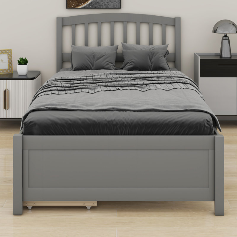 Lit plateforme avec rangement, Gris