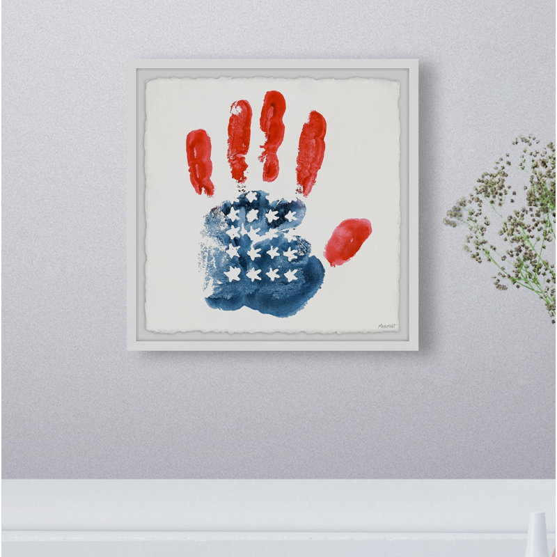 Impression encadrée « American Flag handprint », H 12 po x l 12 po x P 1,5 po