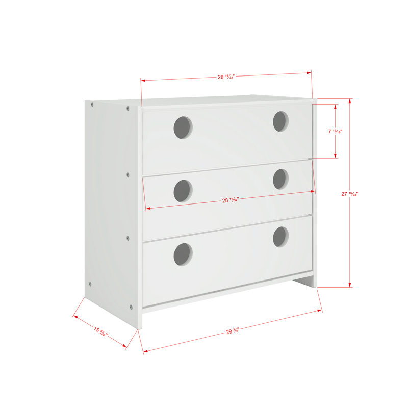 Commode anglaise 3 tiroirs Konni, Blanc