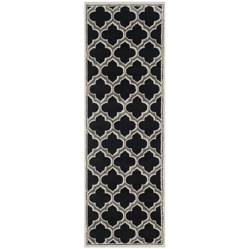 Ammundsen Geometric Anthracite/Ivory Area Rug, Runner 2'3" x 7'