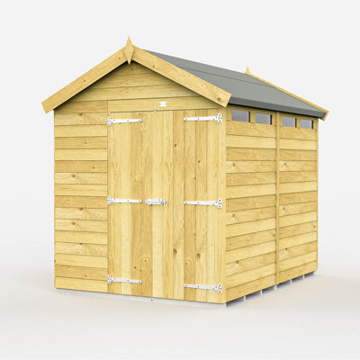 6ft x 8ft Apex Security Shed - Double Door