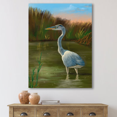 Blue Heron Wetland Bird - Traditional Wall Art Print