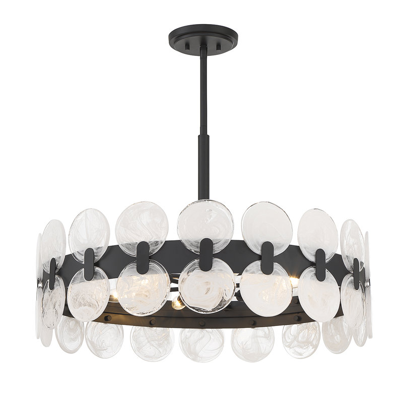  Lustre 6 lumières en noir mat Boca, Six lumières, H 18 po x l 27,5 po x P 27,5 po
