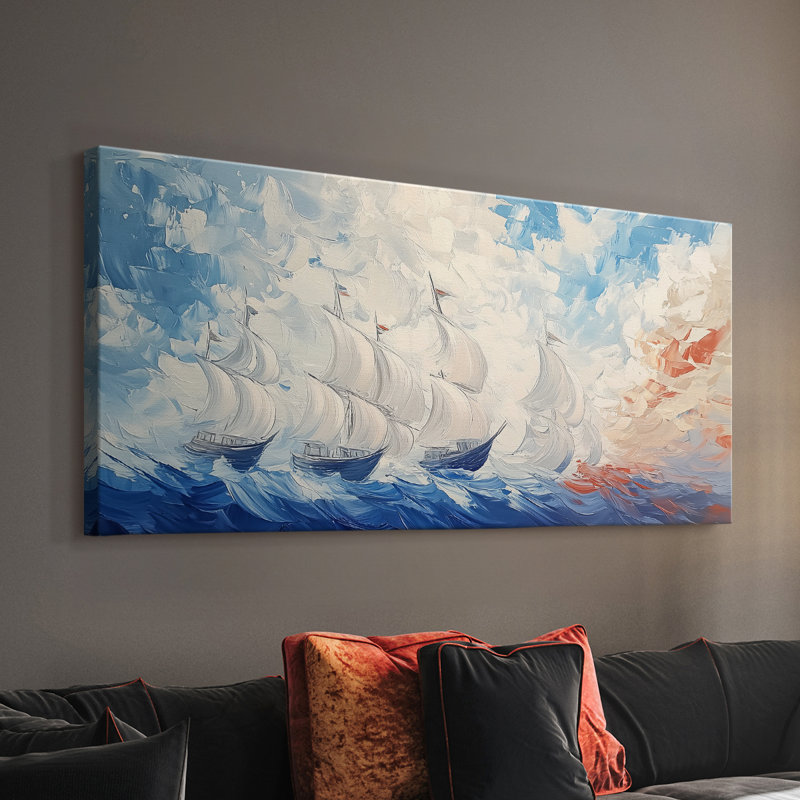 Série nautique-XCIV- Toile tendue avec châssis - Prêt à accrocher, H 24 po x l 48 po