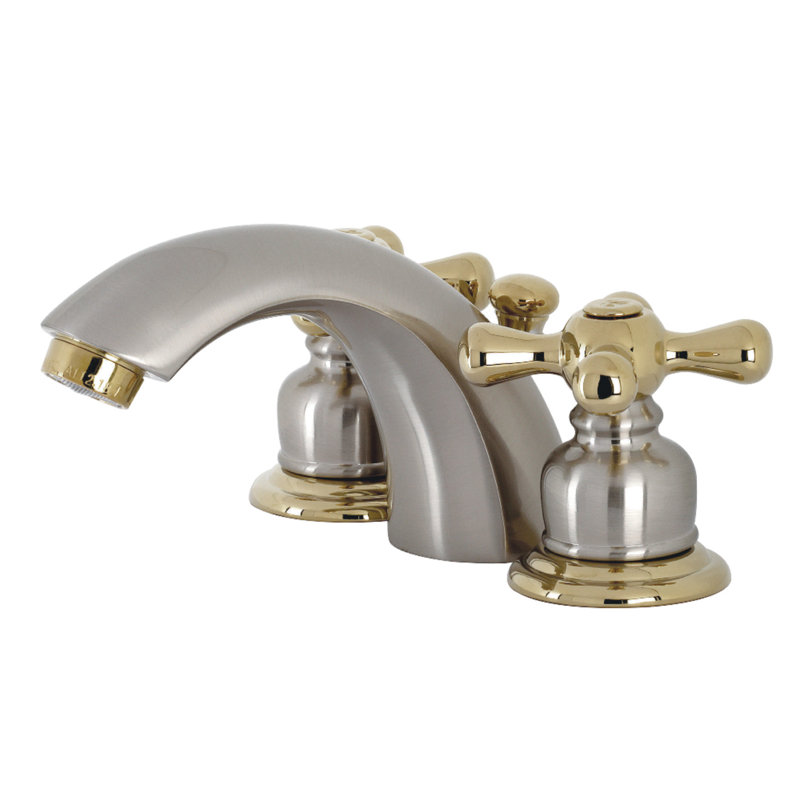 Kingston Brass Victorian Two-Handle 3-Hole Deck Mount Mini-Widespread Bathroom Faucet with Plastic Pop-Up