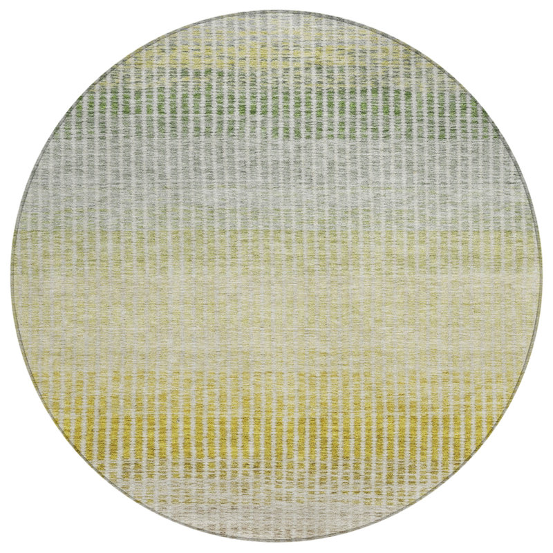 Machine Washable Indoor/Outdoor Jouett ACN2313 Stripes Rug, Round 8'