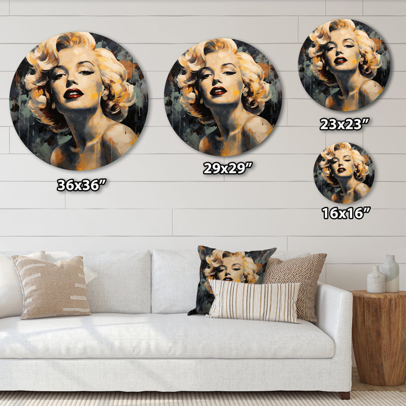Marilyn Manroe III, art rétro en métal jaune et beige rétro, H 36 po x l 36 po