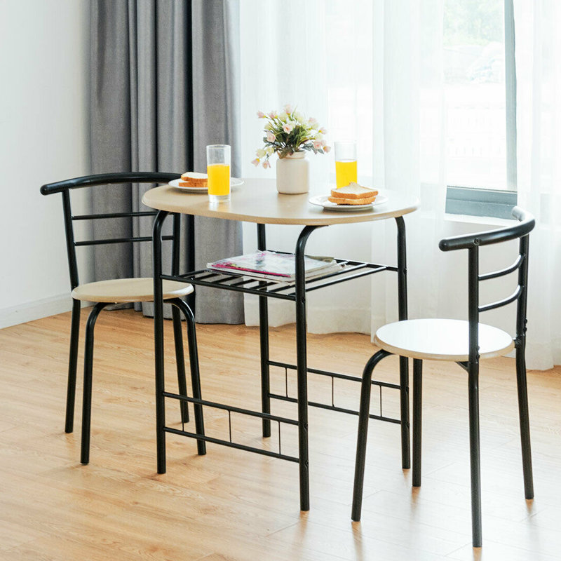 Varvara 2 - Person Dining Set, Cream, Black, Black