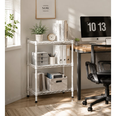 Étagère de rangement en métal blanc à 3 niveaux, étagère en fil de fer peu encombrante pour la cuisine, la salle de bain, le bureau et le salon