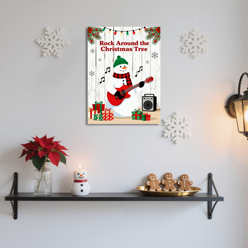 «Snowman», guitare, toile, art mural, H 24 po x l 16 po