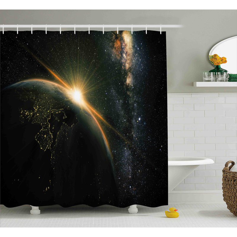 Sun Rising above Earth Single Shower Curtain, 70" H x 69" W