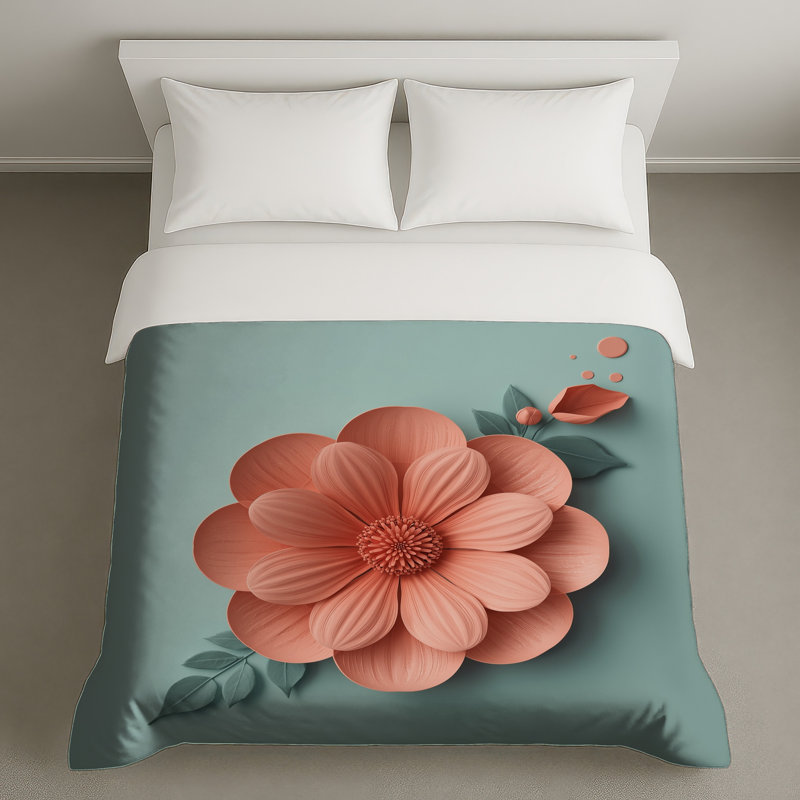 Housses de couette Coral Paper Flower Art, Lit simple