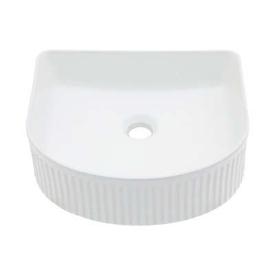 15.69"X13.69" White Ceramic Vessel Bathroom Sink