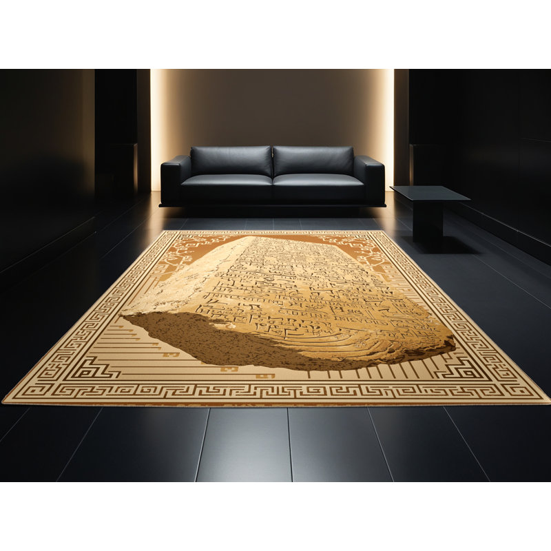 Tapis oriental doux et moelleux de style oriental Schroeder en brun et beige, 8 x 10