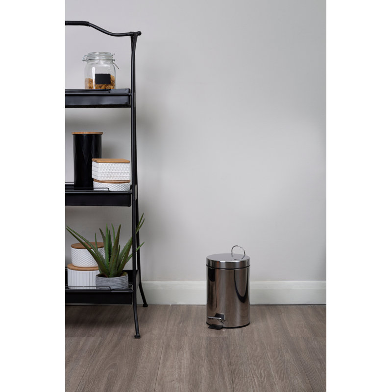 Steel Step On Kitchen Trash Can - 3L, Stainless Steel