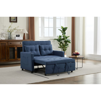 Sleeper Chair 3-In-1 Convertible Chair Bed Pull Out Sleeper Chair Beds Adjustable Double Armchair Sofa Bed With USB Ports, Side Pocket by Ebern Designs