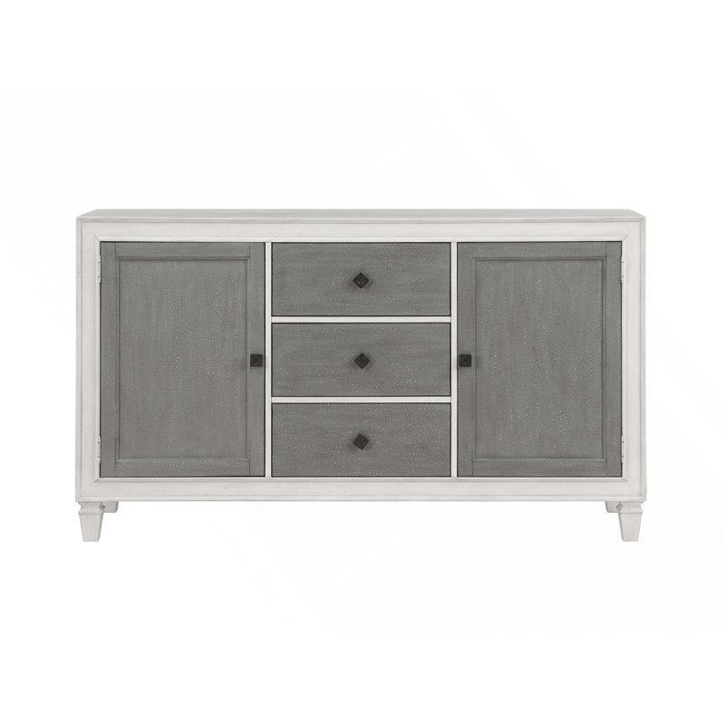 Rustic Gray & Weathered White Finish Server