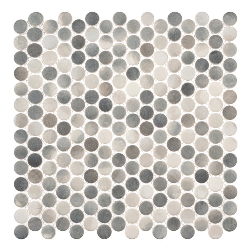 Pixie 3/4 in. Penny Glass Mosaic Wall Tile, Charbon