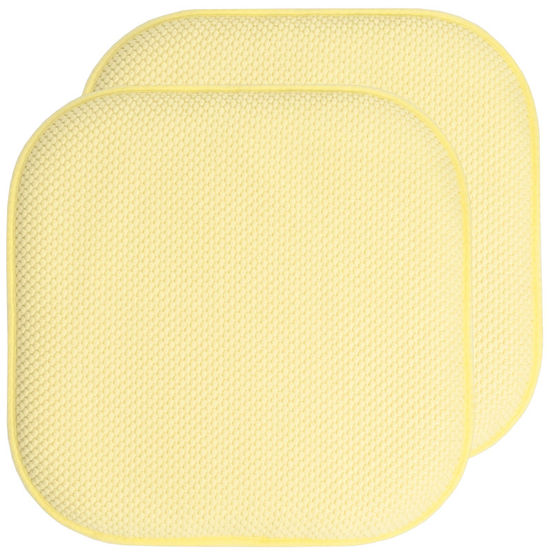 Honeycomb Non-Slip Indoor Chair Cushions, Yellow, 2-Pack