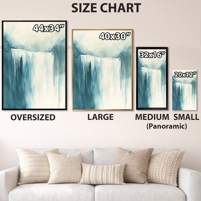 Blue Zen Picture Framed Wall Art, 32" H x 24" W, Black Picture Framed
