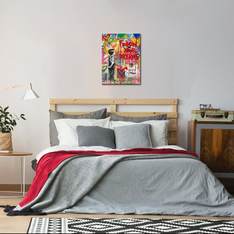 Banksy Wall Art - Street Graffiti Wall Decor - Inspirational Quotes Artwork for Living Room, Bedroom, Bathroom, Office - 30x40cm/12x16in