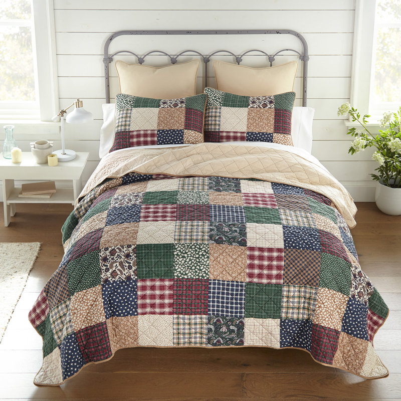 Ensemble de courtepointe en coton 3 pièces Donna, Courtepointe pour lit grand + deux taies décorati