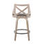 Tabouret de comptoir à hauteur fixe avec pivot en bois gris clair et similicuir gris avec repose-pieds rond en métal noir - ensemble de 2